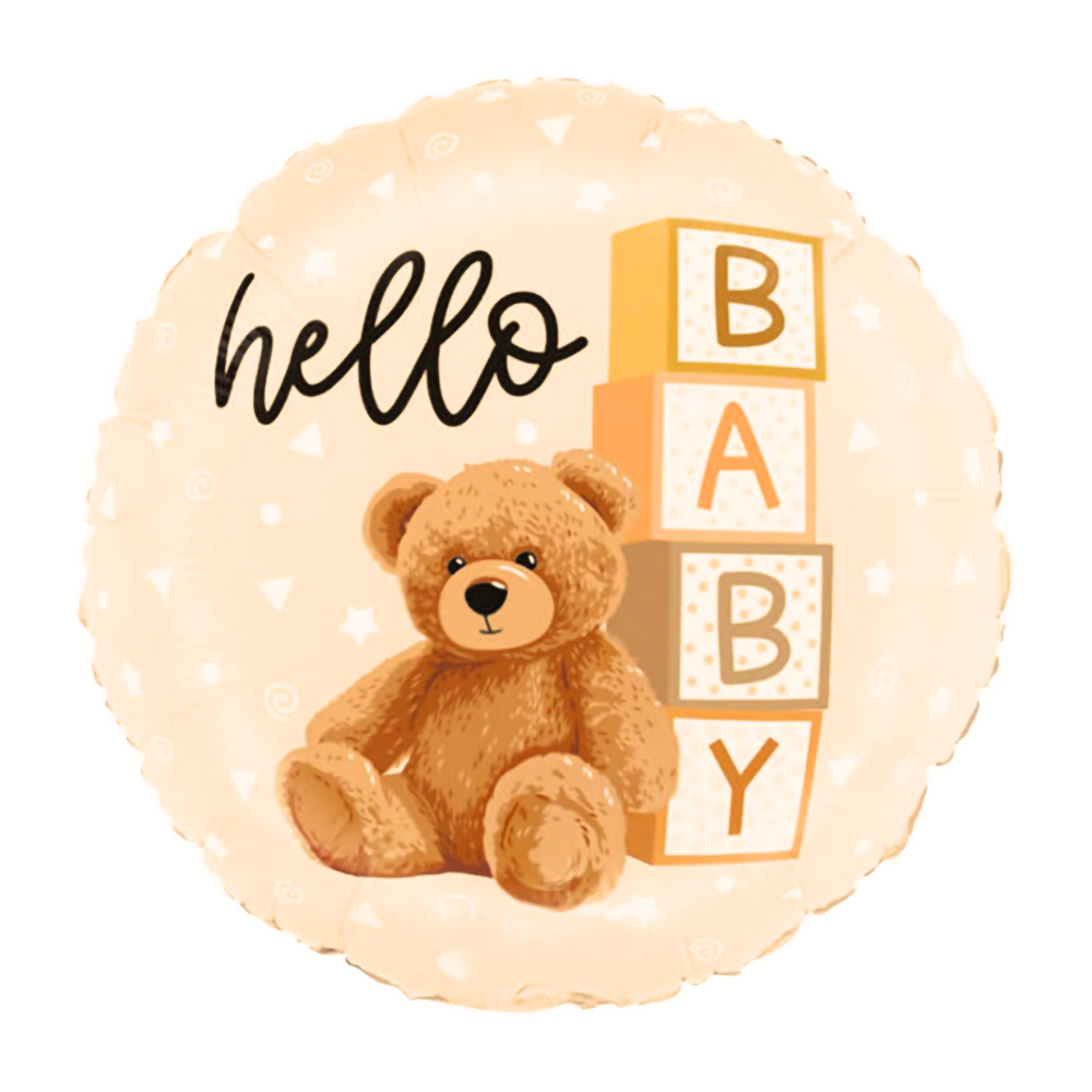 Folieballong Hello Baby - Rosa med vita prickar