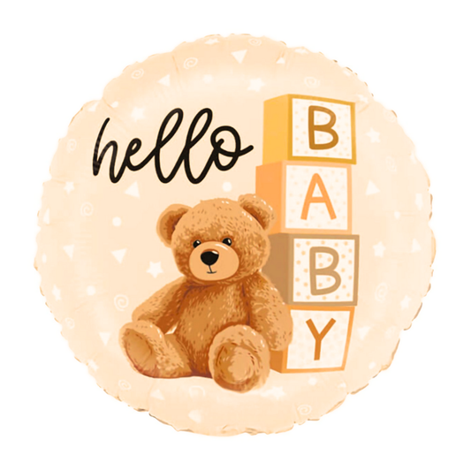 Folieballong Hello Baby - Rosa med vita prickar