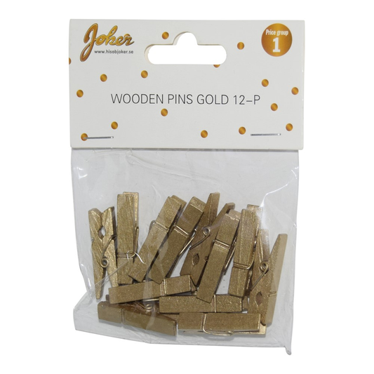 Klädnypor mini guld 12-pack