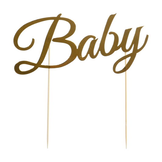 Tårtdekoration Baby guld