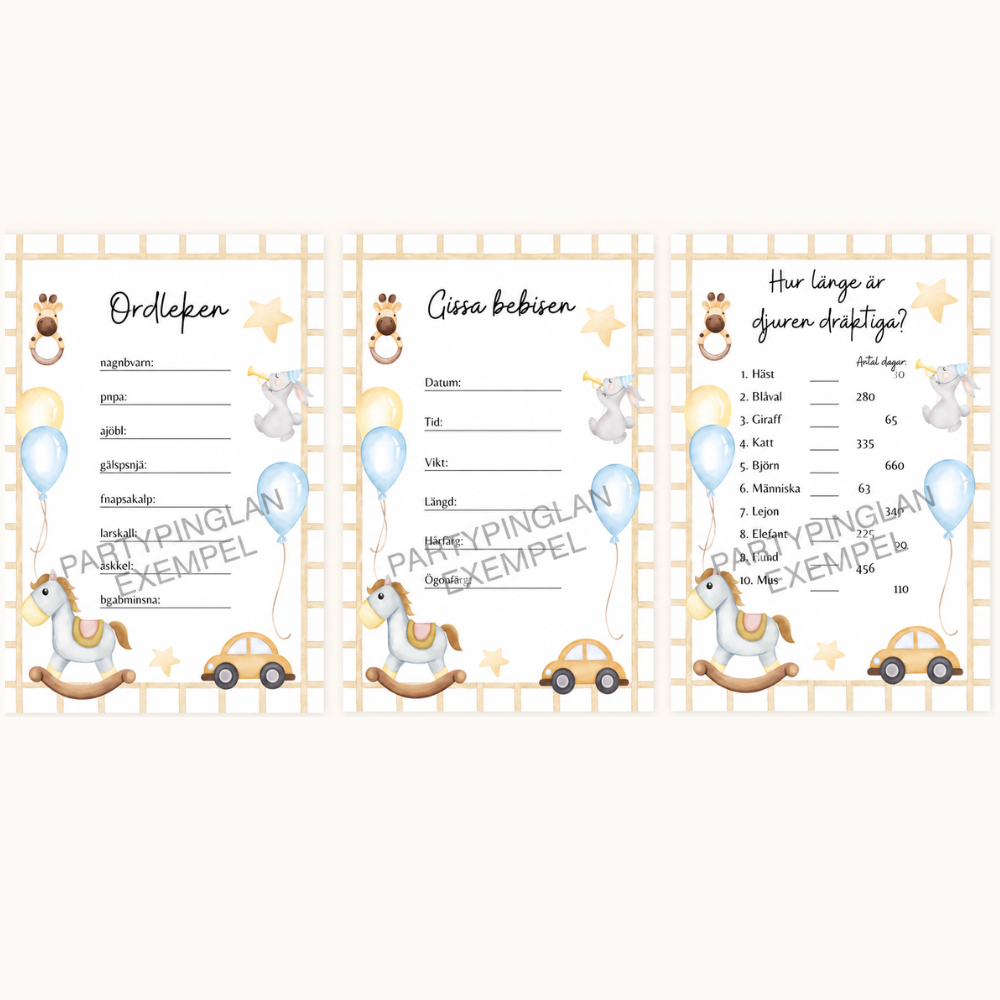 Lekpaket Babyshower – 3 roliga lekar