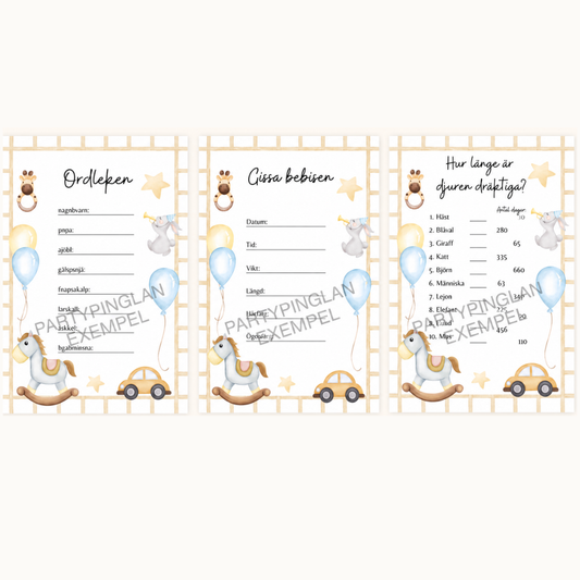 Lekpaket Babyshower – 3 roliga lekar