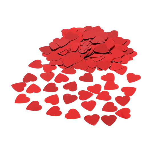 Konfetti - röda stora hjärtan