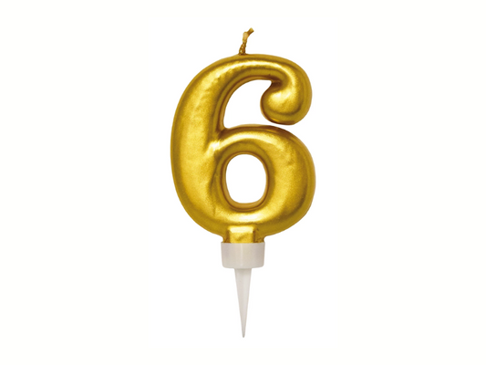 Siffertårtljus Guld 6