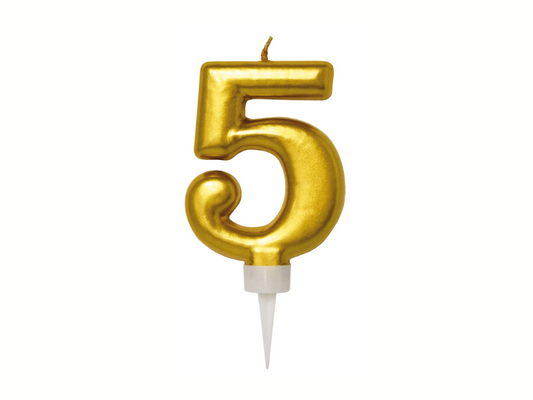 Siffertårtljus Guld 5