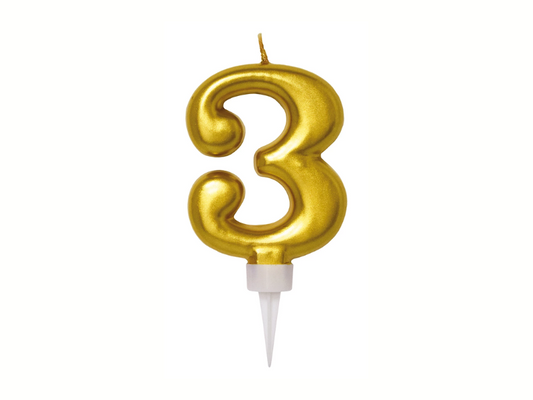 Siffertårtljus Guld 3