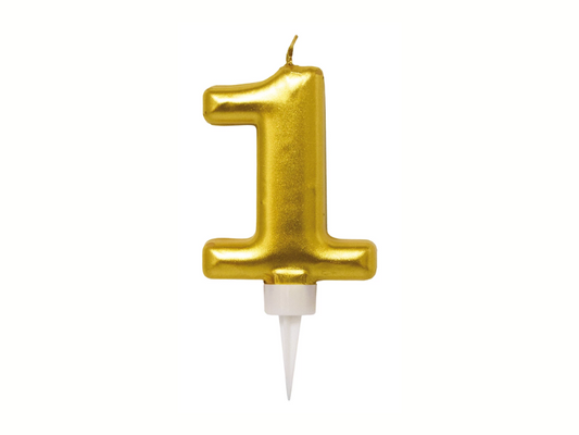 Siffertårtljus Guld 1
