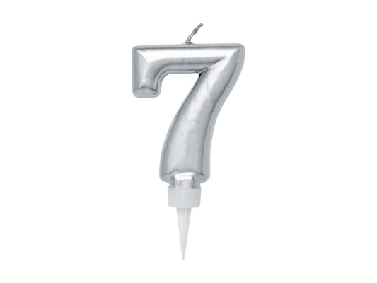 Siffertårtljus Silver 7