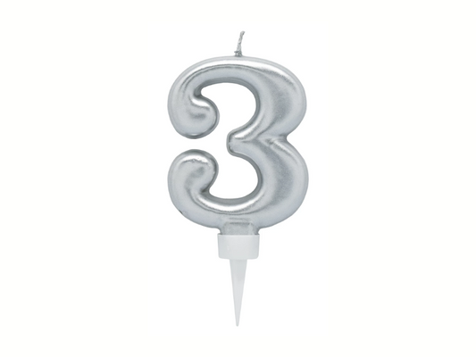 Siffertårtljus Silver 3