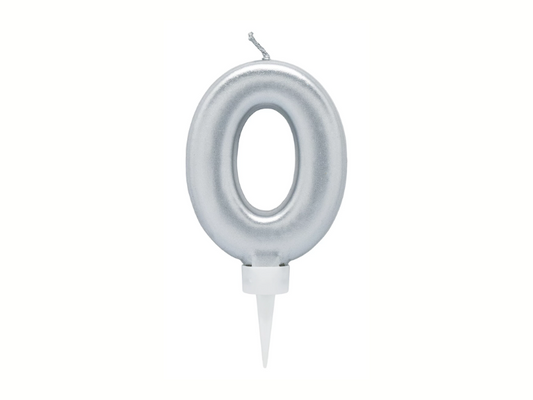 Siffertårtljus Silver 0