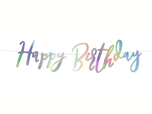 Vimpel Happy Birthday regnbågsskimrande
