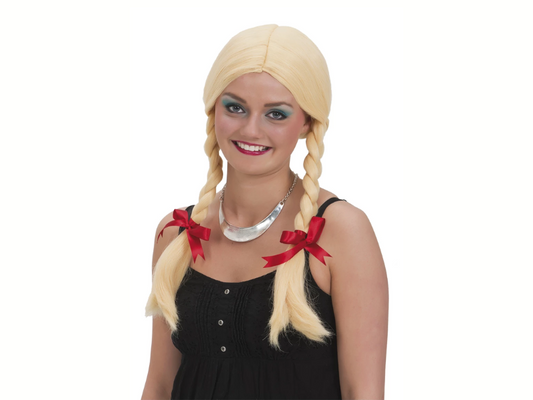 Peruk blond med flätor