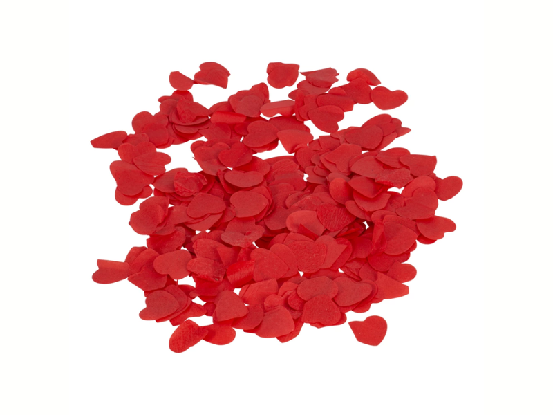 Konfettikanon röda hjärtan 60 cm