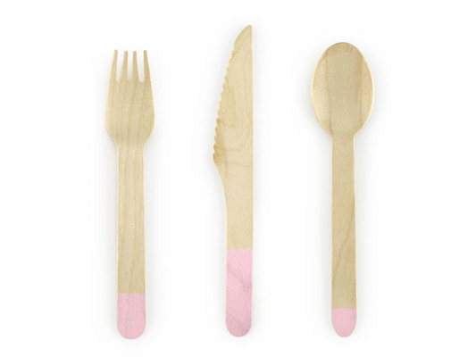 Engångsbestick i trä - rosa