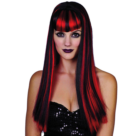 Peruk Gothic Svart/Röd