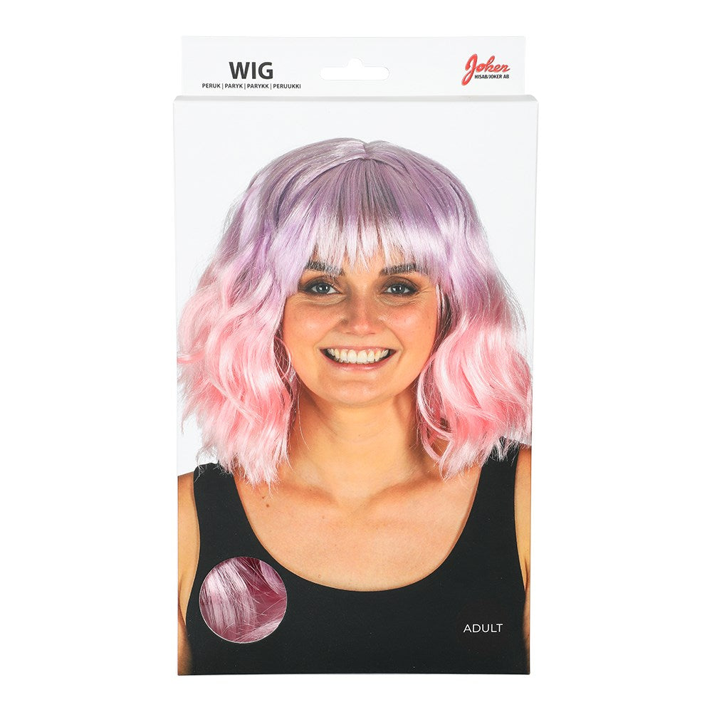 Wig Curly Toned Purple Pink
