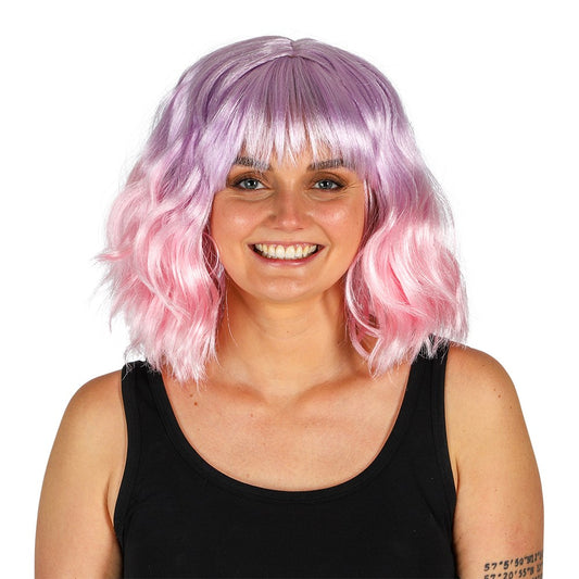 Wig Curly Toned Purple Pink