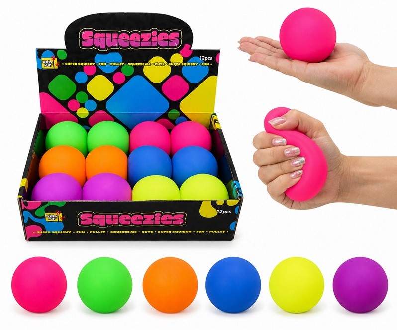 Squeeze Ball Neon stressboll 7 cm i 6 neonfärger